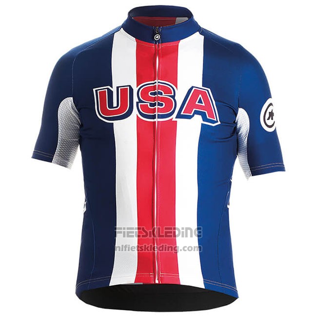 2018 Fietskleding USA Blauw Rood Wit Korte Mouwen en Koersbroek